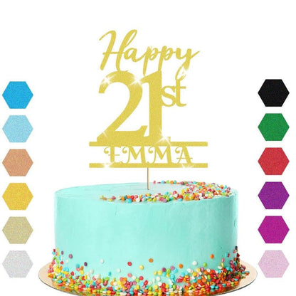 Personalised Name 21st Birthday Glitter Cake Topper Party Cake Decorations Gift