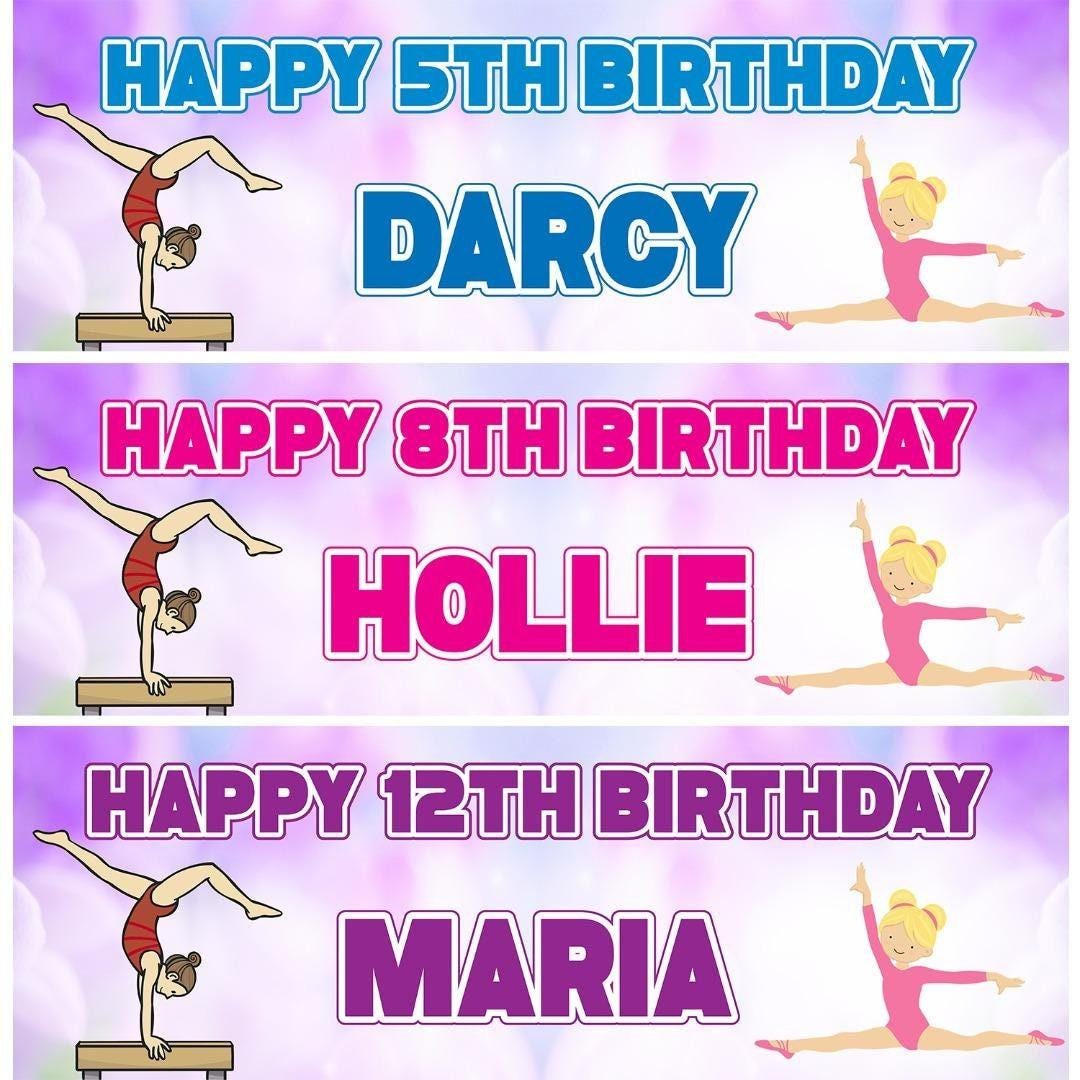 2 Personalised Gymnastic Birthday Party Celebration Banners Decoration Posters