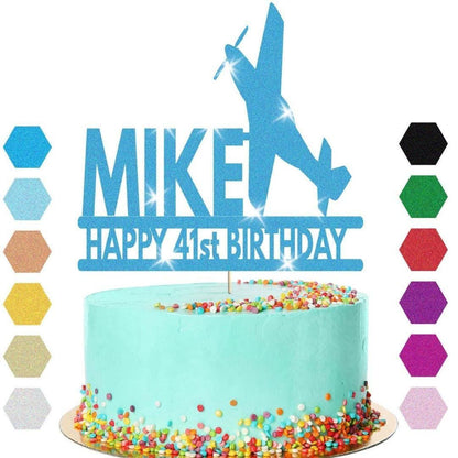 Personalised Aeroplane Birthday Cake Topper Airplane Decoration Any Name Age