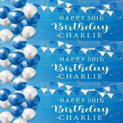 Personalised Birthday Banner: Blue Theme Party Decor