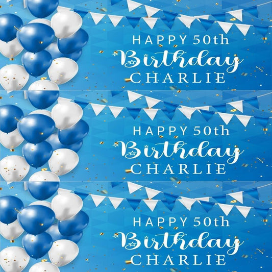 Personalised Birthday Banner: Blue Theme Party Decor