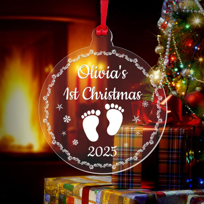 Personalised Babys First Christmas Bauble 1st Xmas Footprints Decoration Gift