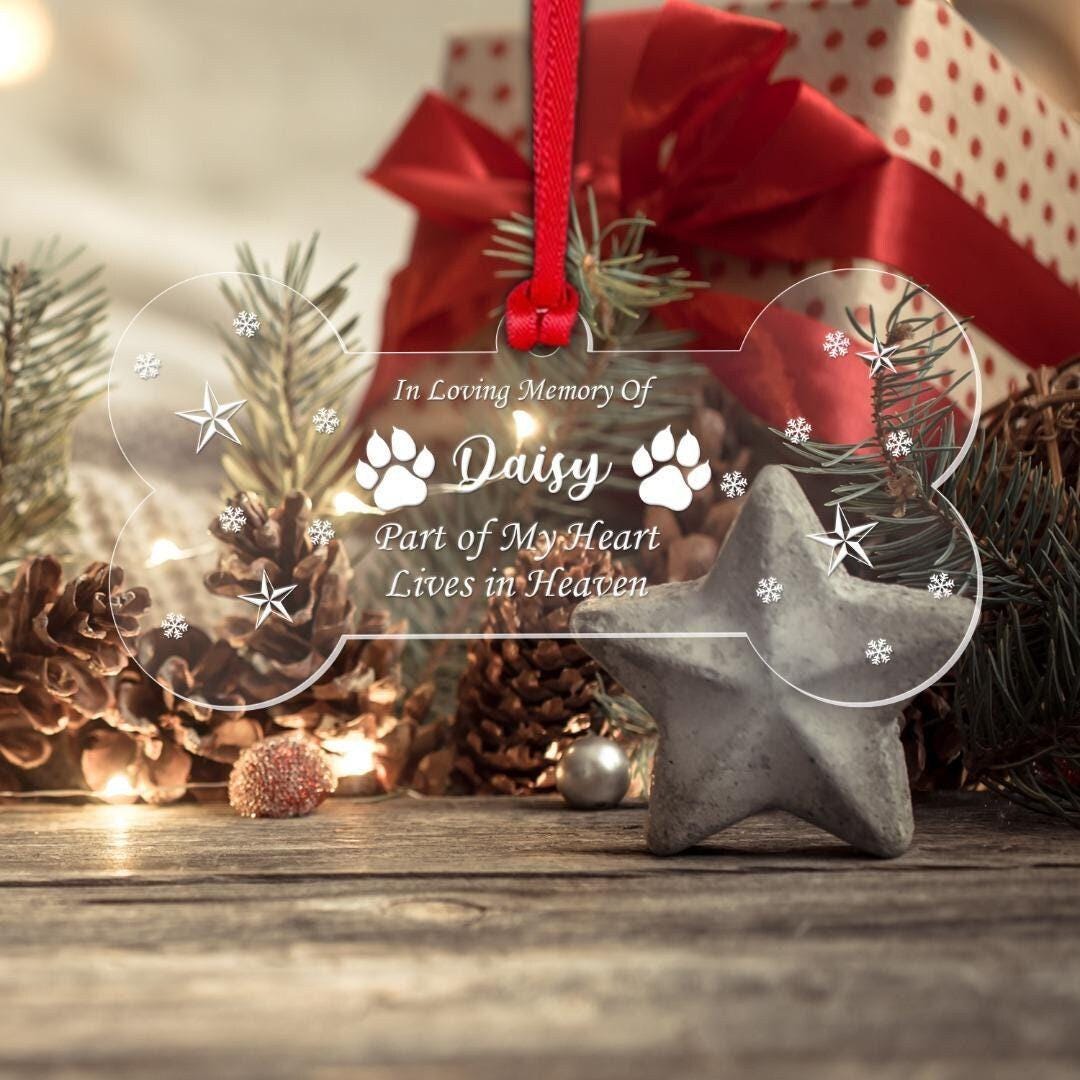 Personalised Dog Memorial Christmas Bauble Custom Name Tree Hanging Keepsake Bauble