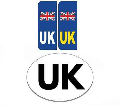 UK Flag & Oval Car Stickers: Vinyl Decal Set