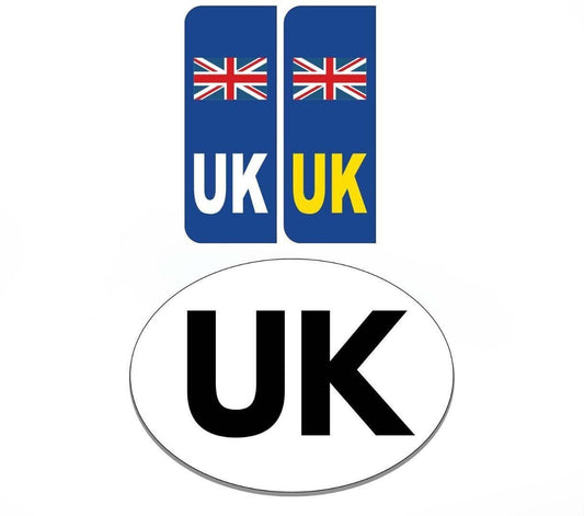 UK Flag & Oval Car Stickers: Vinyl Decal Set