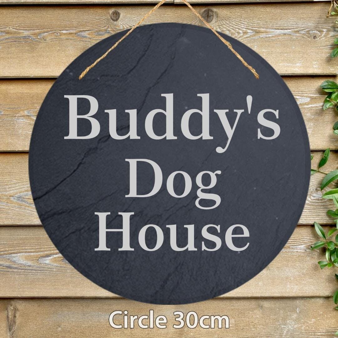 Personalised Pet Name Slate Sign Kennel Dog House Shed Door Engraved Plaque Gift