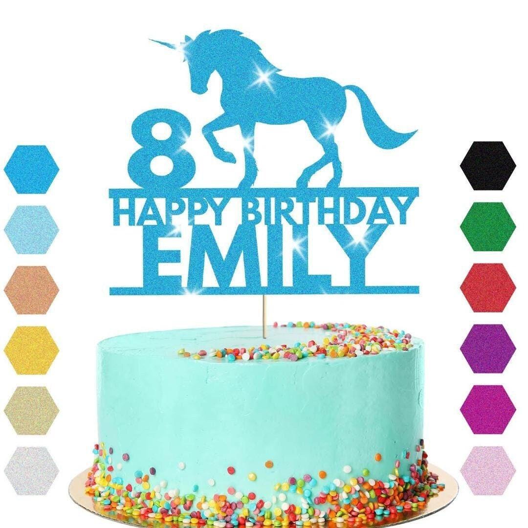 Personalised Unicorn Cake Topper Party Birthday Cake Decoration Any Name & Age