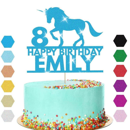 Personalised Unicorn Cake Topper Party Birthday Cake Decoration Any Name & Age