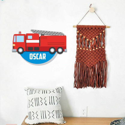 Personalised Fire Brigade Wall Sticker Name Vinyl Decal Boys Kids Nursery Bedroom