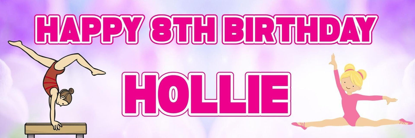 2 Personalised Gymnastic Birthday Party Celebration Banners Decoration Posters