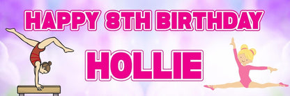 2 Personalised Gymnastic Birthday Party Celebration Banners Decoration Posters
