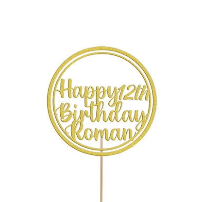 Personalised Glitter Cake Topper: Custom Name & Age