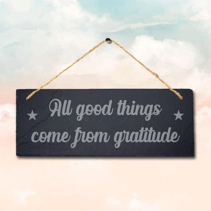 Gratitude Hanging Slate Sign Laser Engraved Plaque Kindness Thankful Home Gift