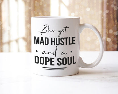 Hustle And A Dope Soul Mug & Coaster Set Funny Mad Boss Birthday Office Tea Gift