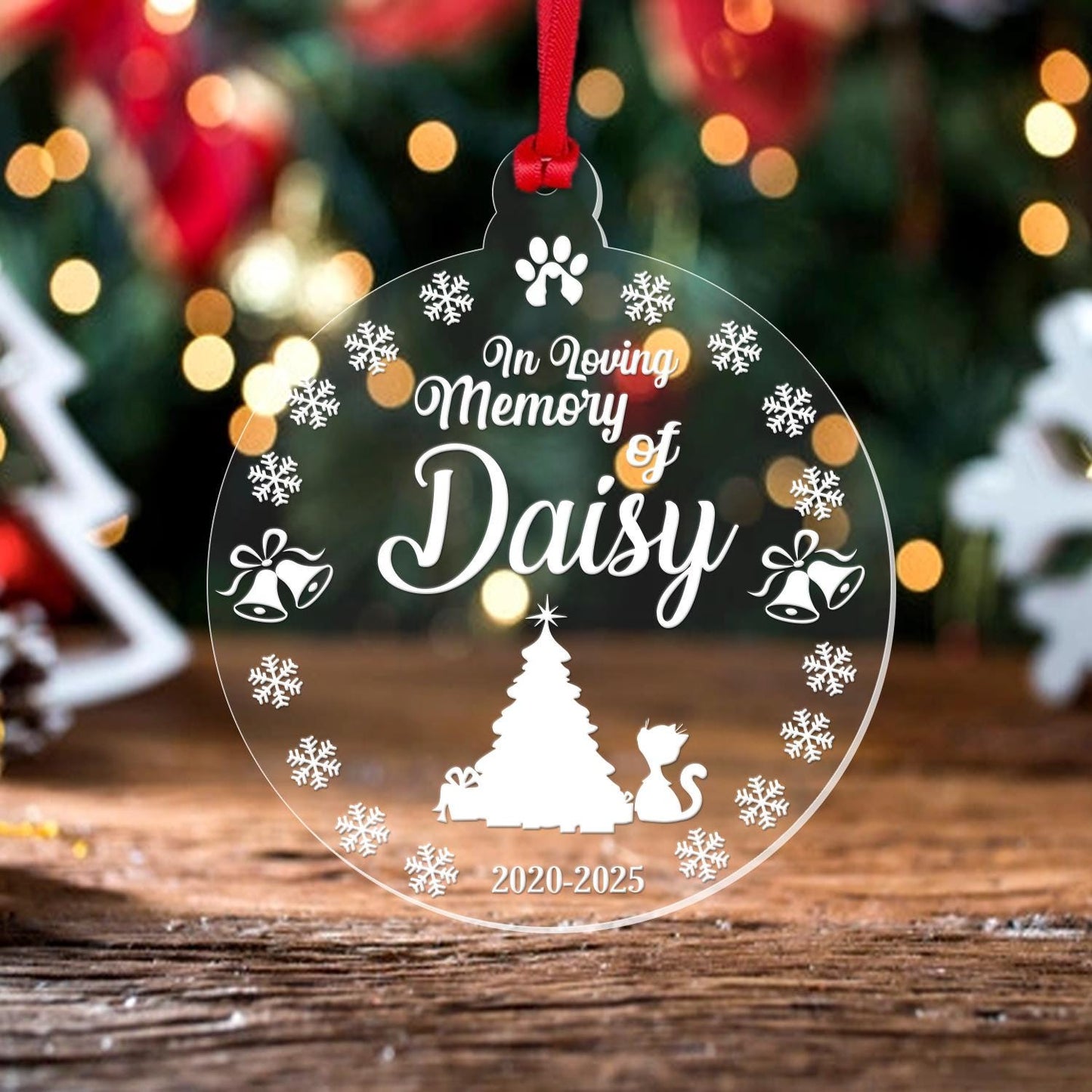 Personalised Memorial Christmas Bauble Cat Pet Dog Memorial Any Name Keepsake Gift