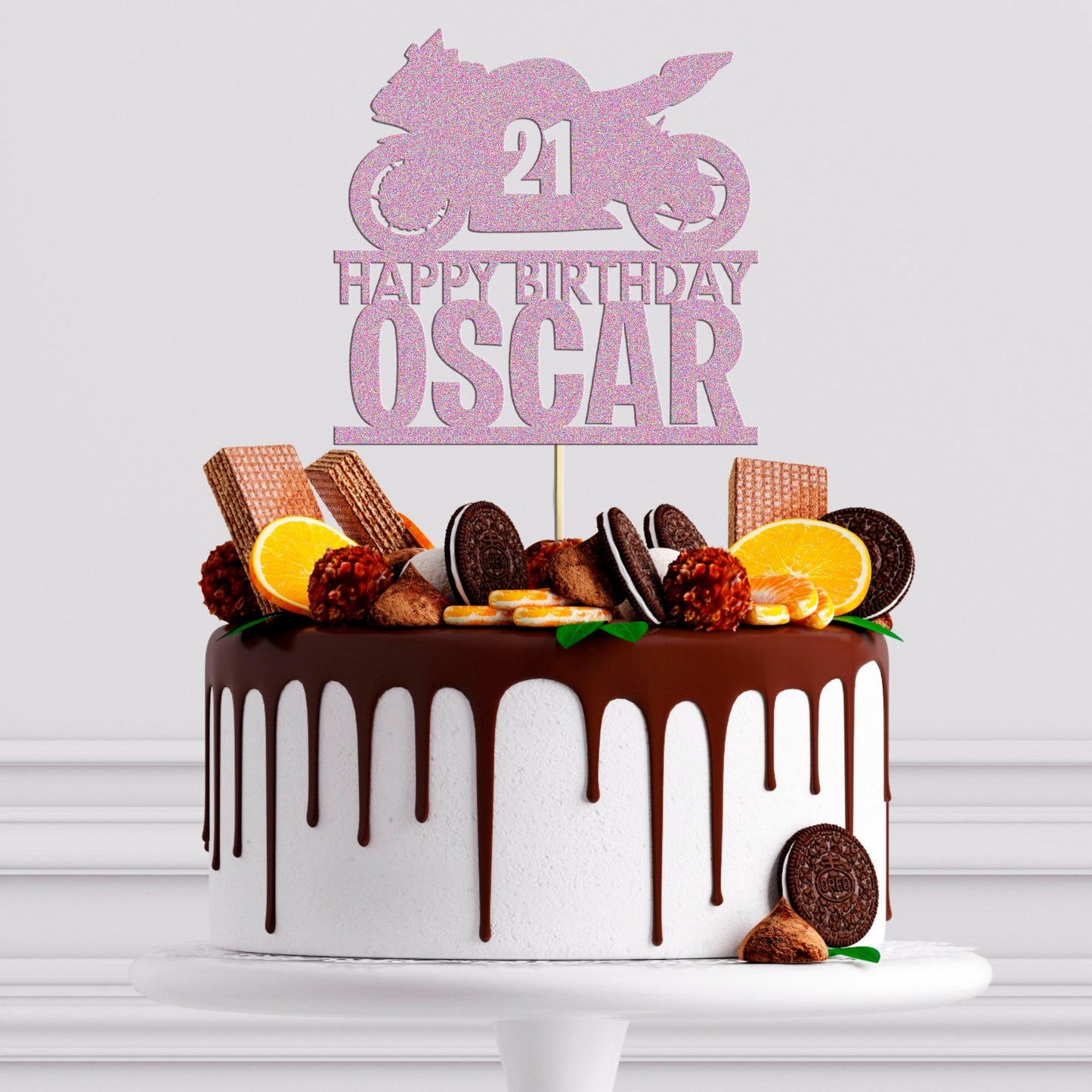 Custom Motorbike Racing Cake Topper Personalised Birthday Delight For Boys! Any Name & Age Included