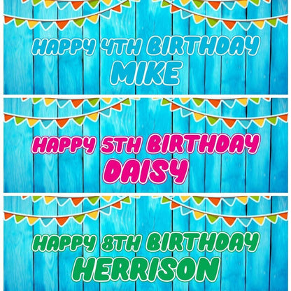 2 Personalised Birthday Celebration Banners Kids Party Decoration Bunting Posters For Boys Girls