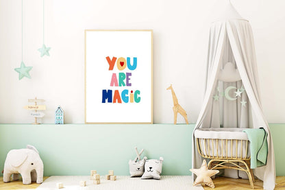 You Are Magic Kids Boho Watercolour Hand Painted Effect Nursery Wall Art Poster