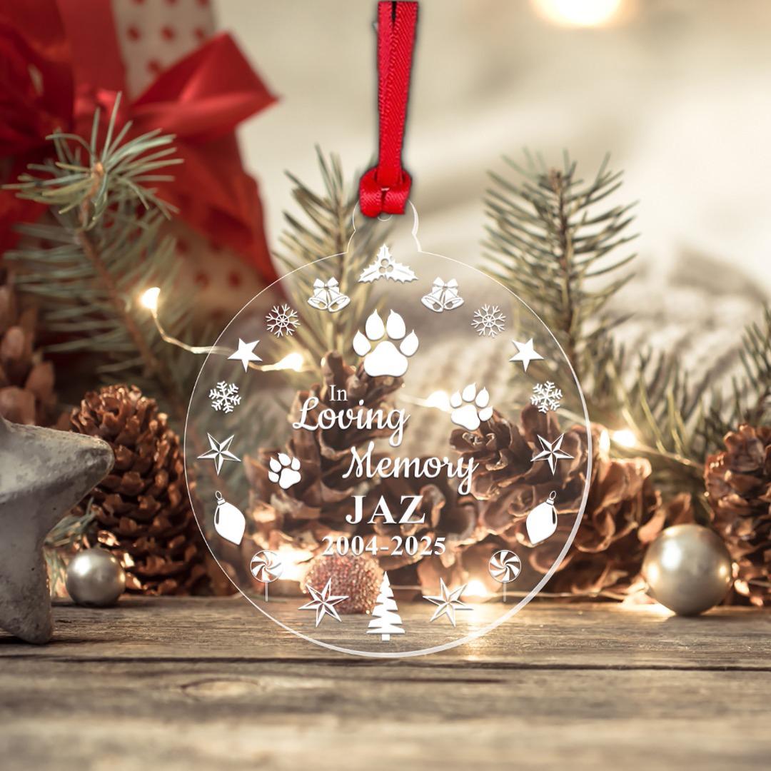 Personalised Cat Dog Pet Memorial Christmas Bauble Memory Xmas Decoration Gift