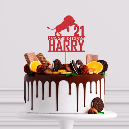 Lion Cake Topper Personalised Animal King Boys Birthday Decoration Any Name & Age