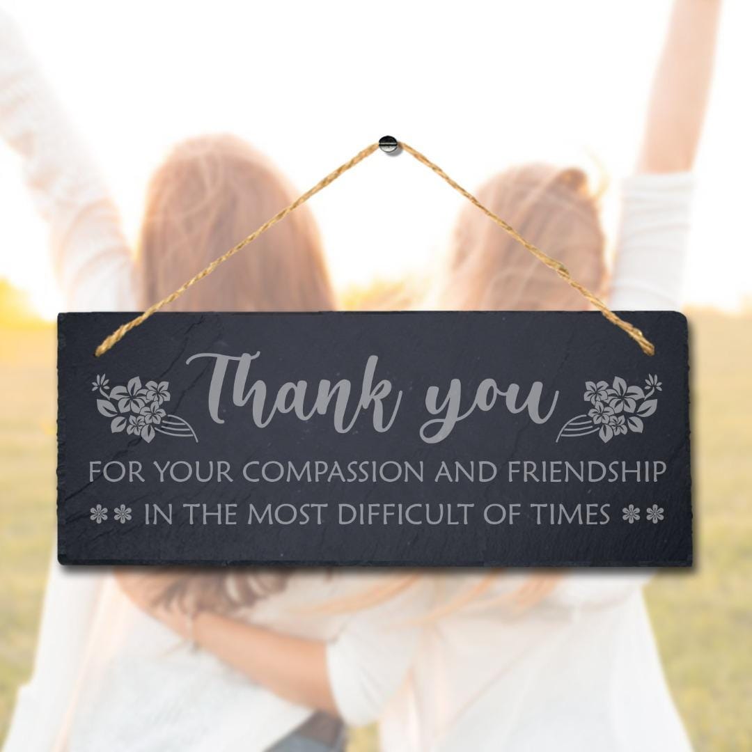 Laser Engraved Slate Friendship Gift Plaque with Jute Rope