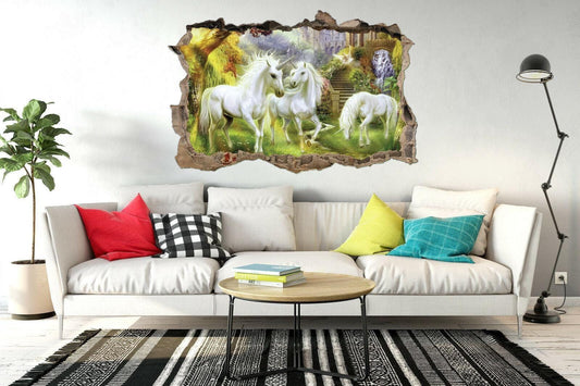Unicorn Wall Decal: 3D Fantasy Mural Sticker