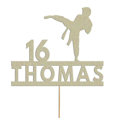 Personalised Karate Cake Topper Custom Judo Mma Fighting Cake Decoration, Any Name And Age