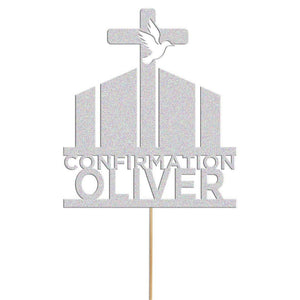 Personalised Glitter Confirmation Cake Topper: Christian Cross Decor
