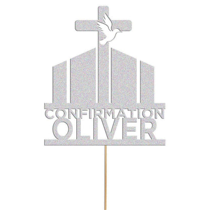 Personalised Glitter Confirmation Cake Topper: Christian Cross Decor