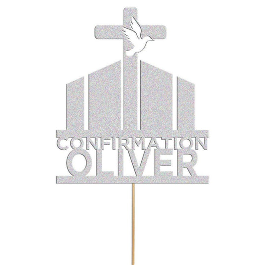 Personalised Glitter Confirmation Cake Topper: Christian Cross Decor