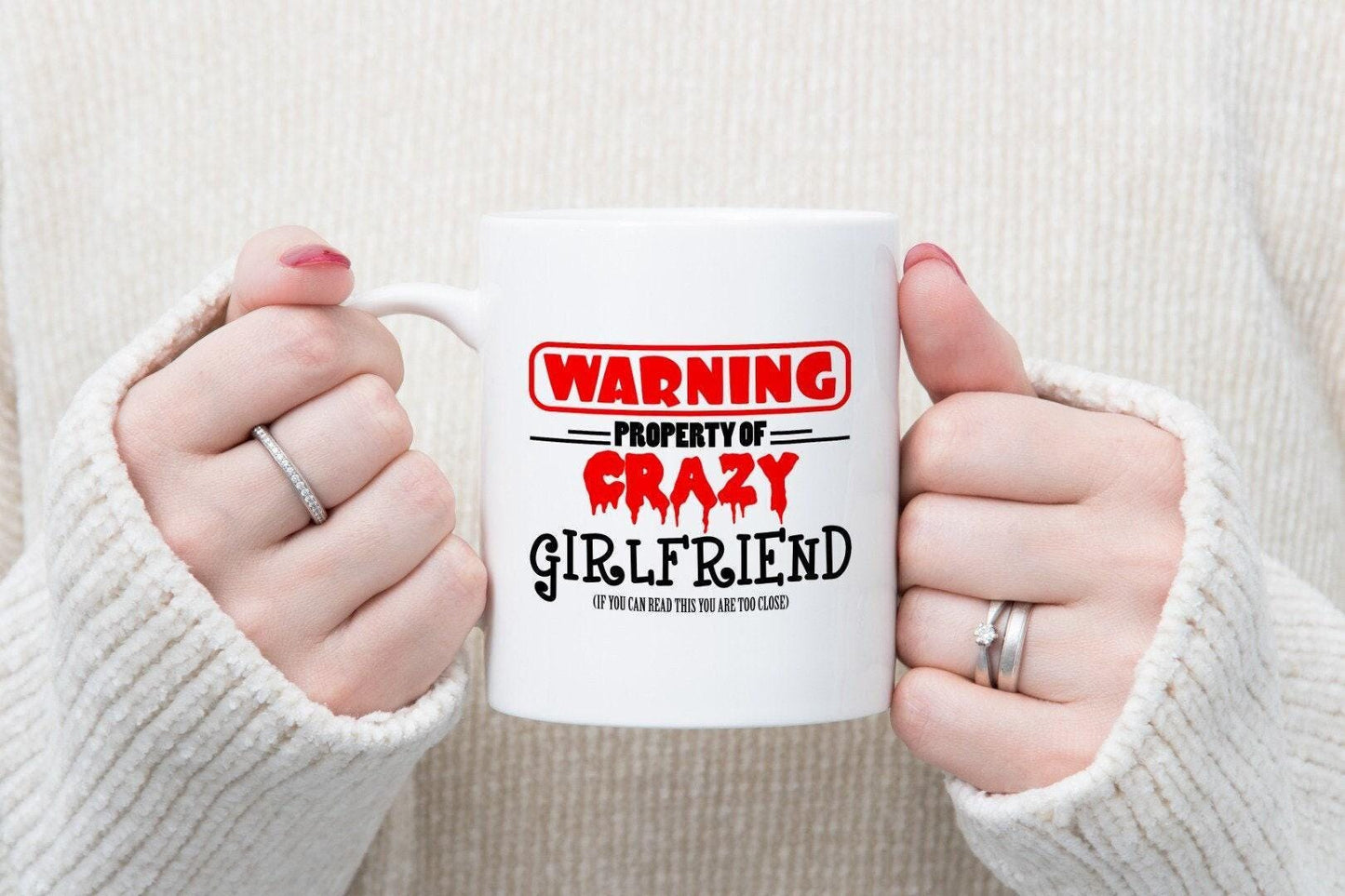 Funny Warning Property Of Crazy Girlfriend -  Novelty Mug & Coaster Coffee Tea Cup Office Gift