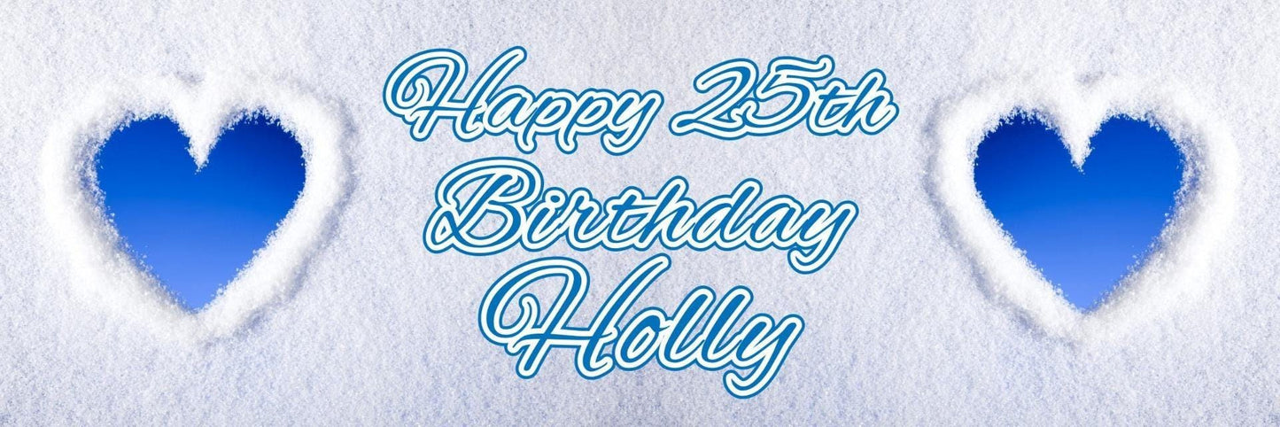 2 Personalised Blue Heart Birthday Party Celebration Banners Decoration Posters