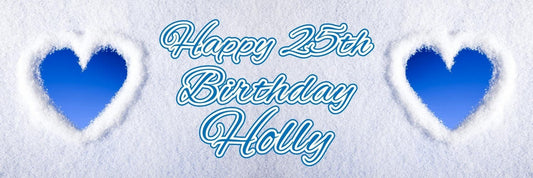 2 Personalised Blue Heart Birthday Party Celebration Banners Decoration Posters