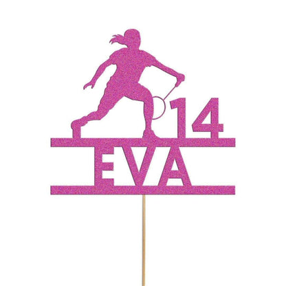 Custom Glitter Tennis Cake Topper: Personalised Birthday Party Decor