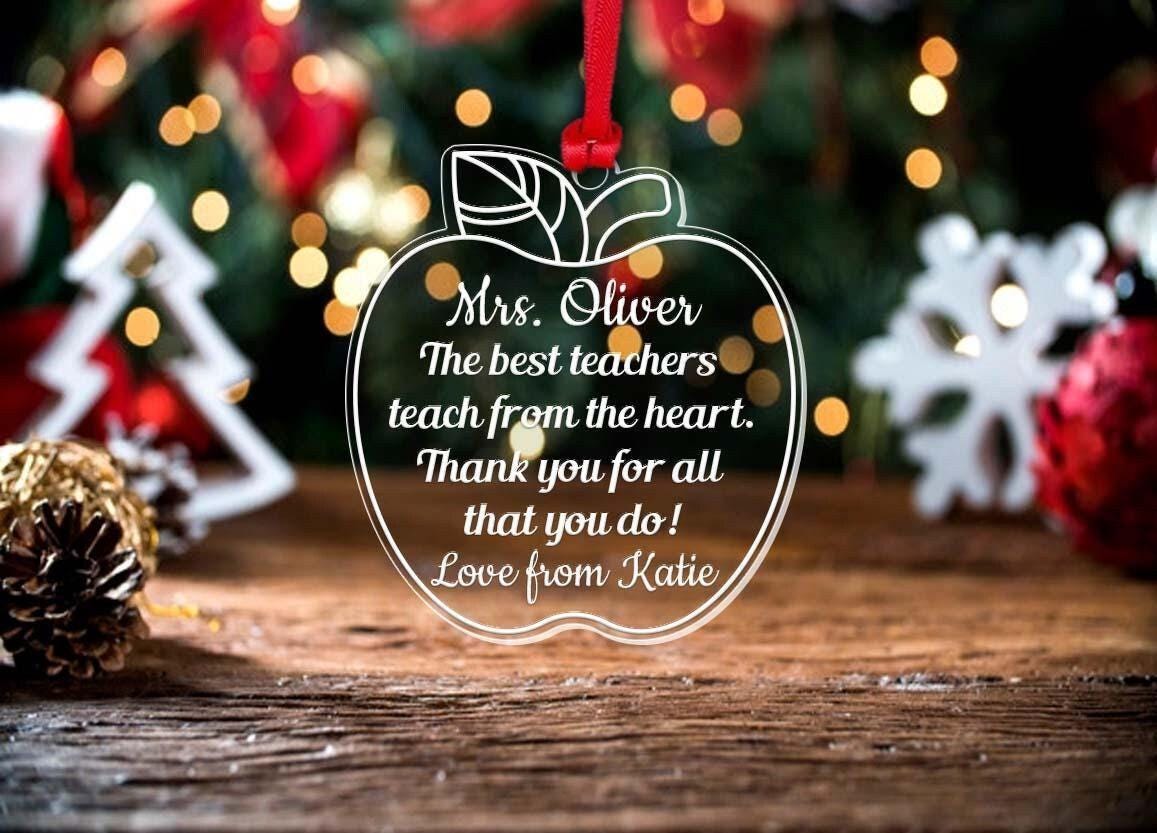 Personalised Christmas Apple Bauble Teacher Nursery Childminder Thank You Gift