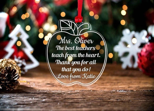 Personalised Christmas Apple Bauble Teacher Nursery Childminder Thank You Gift