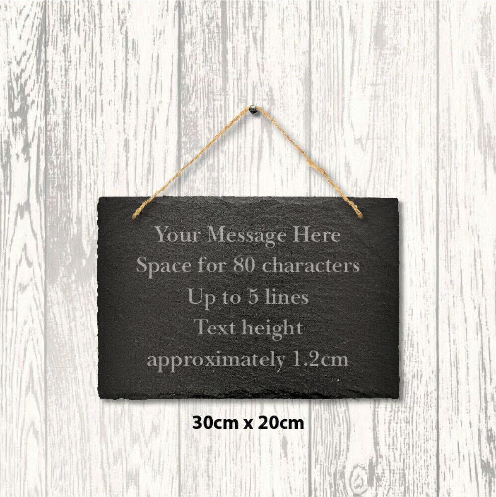 Large Personalised Slate Sign Engraved Message Plaque Home Wedding 30cm X 20cm