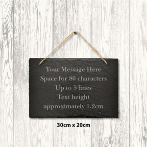 Large Personalised Slate Sign Engraved Message Plaque Home Wedding 30cm X 20cm