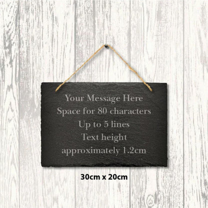 Large Personalised Slate Sign Engraved Message Plaque Home Wedding 30cm X 20cm
