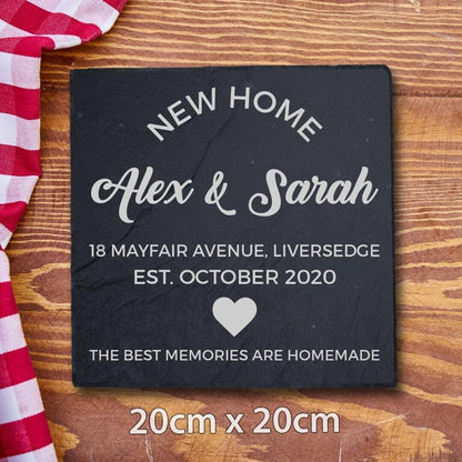 Personalised New Home First Home Housewarming Engraved Slate Coaster Serving Boards