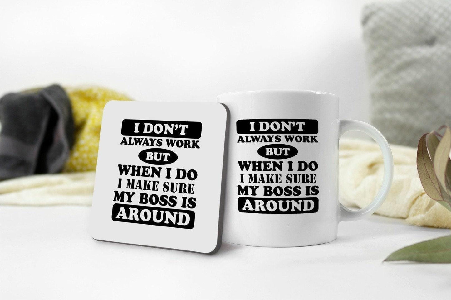 Funny Coffee Mug & Coaster Set - Office Workspace Gift