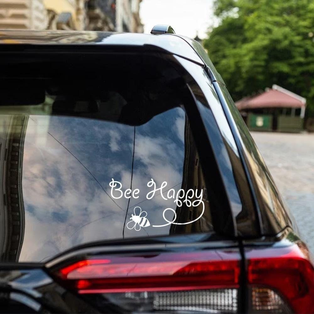 Bee Happy Bumblebee Window  Bumper Fun Sticker Vinyl Decal