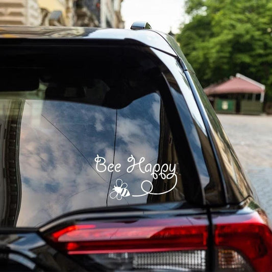 Bee Happy Bumblebee Window  Bumper Fun Sticker Vinyl Decal