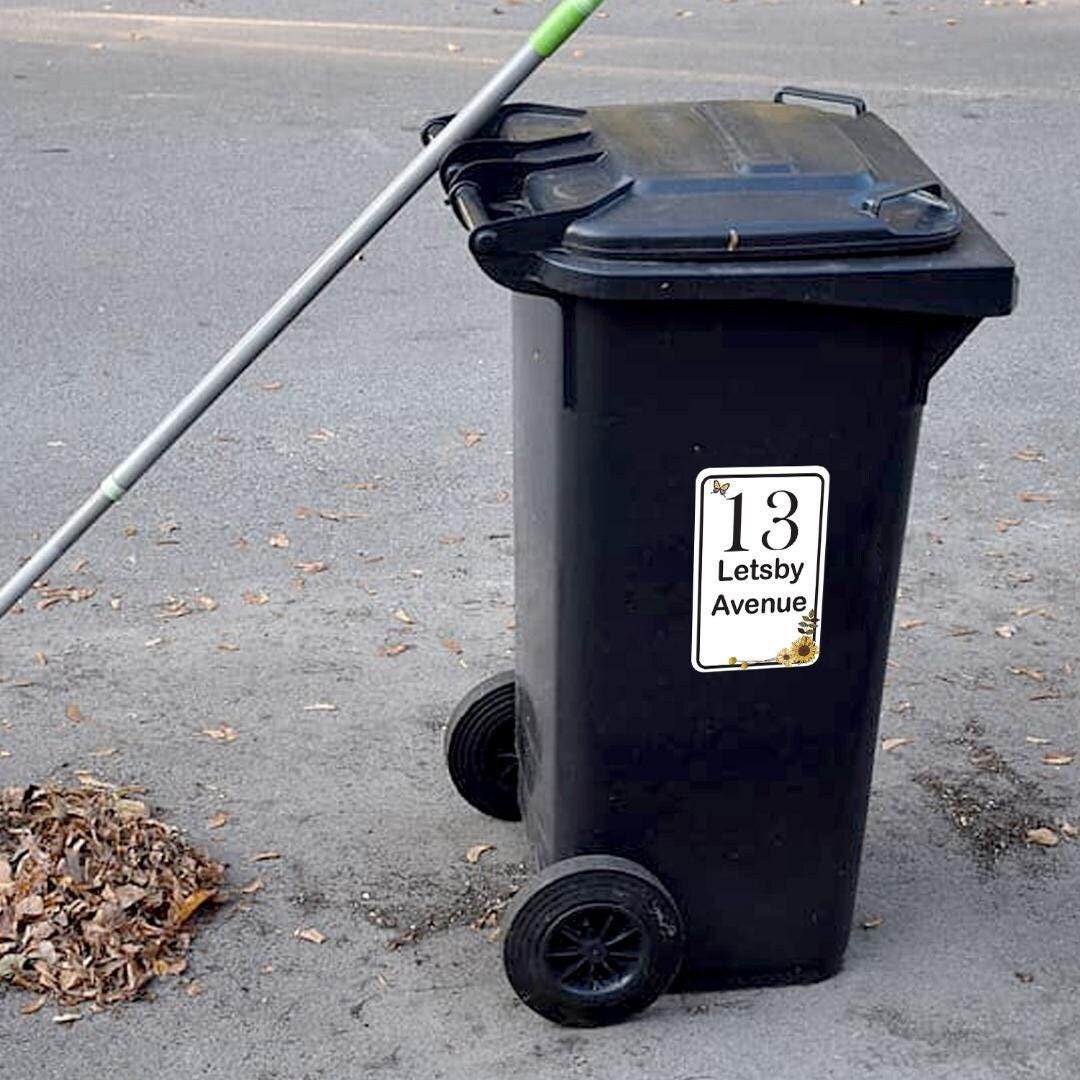 Personalised Street Dustbin Number Name Sticker Road Street Wheelie Bin Waterproofvinylstickers