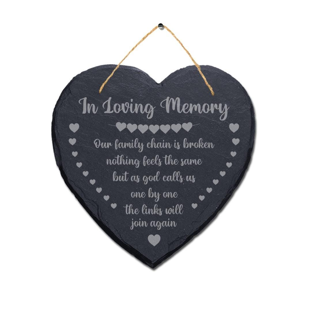 In Loving Memory Our Family Memorial Laser Engraved Hanging Slate Plaque Sign