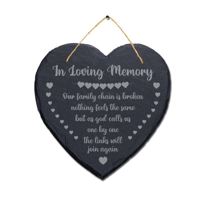 In Loving Memory Our Family Memorial Laser Engraved Hanging Slate Plaque Sign