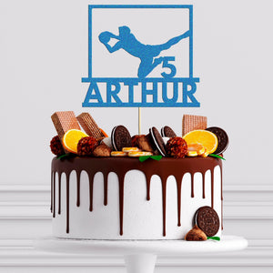 Personalised Glitter Football Goalie Cake Topper: Birthday Decoration