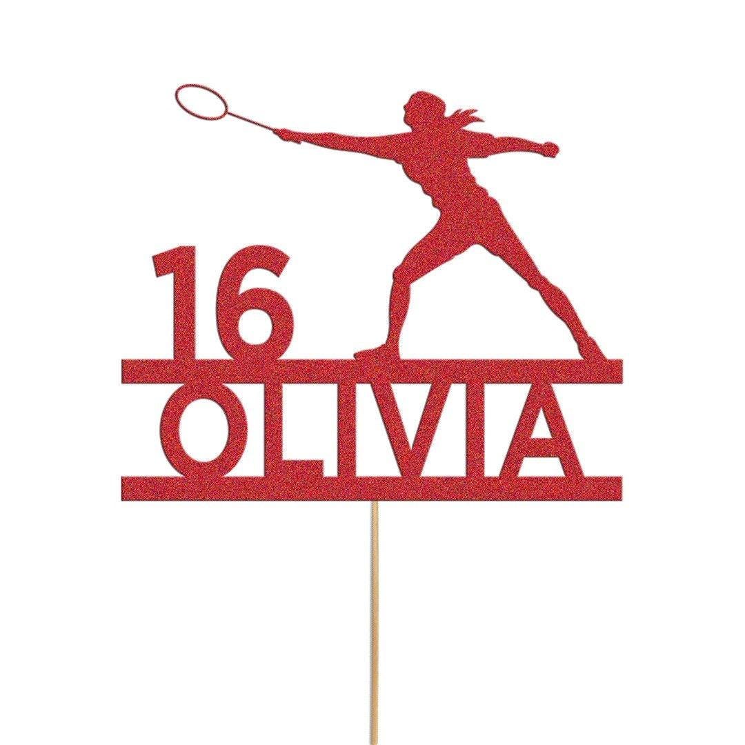 Personalised Glitter Tennis Cake Topper: Any Name & Age