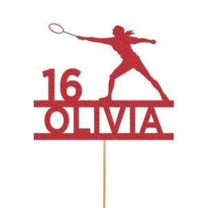 Personalised Glitter Tennis Cake Topper: Any Name & Age
