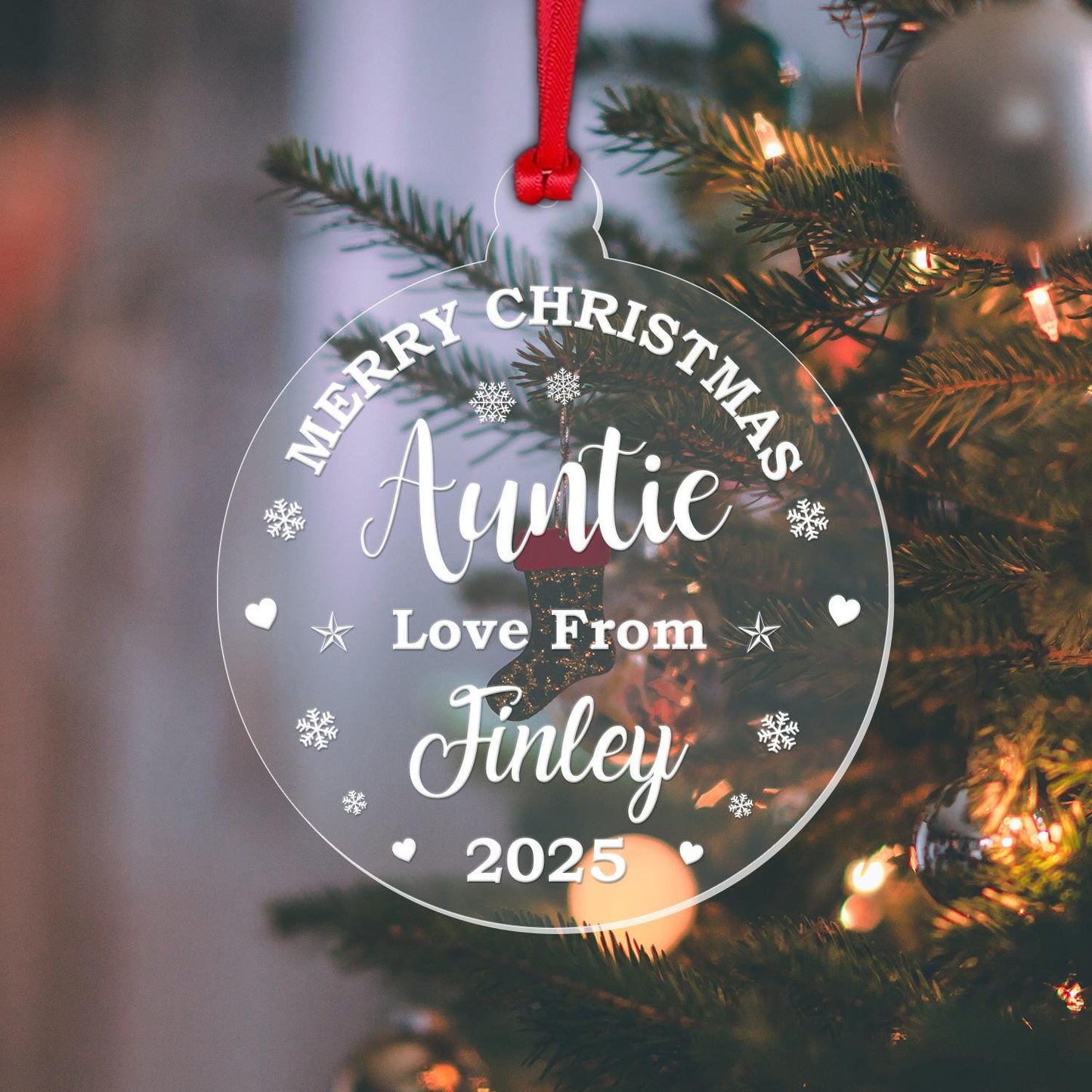 Personalised Christmas Bauble Aunt Mum Dad Teacher Any Name Xmas Decoration Gift